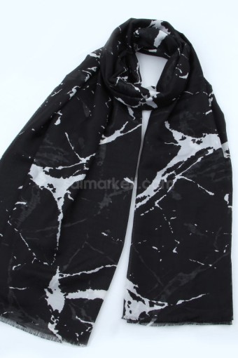 MERMER DESENLİ ŞAL SİYAH 41203