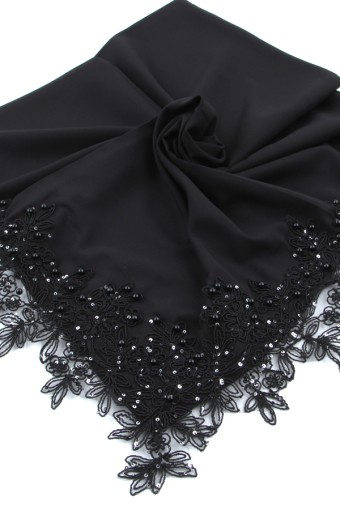İNCİ DANTELLİ EŞARP SİYAH 40352