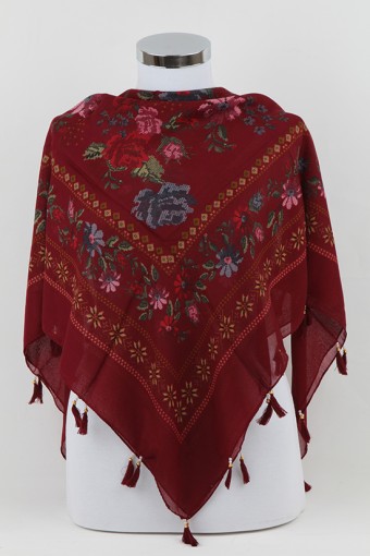 PÜSKÜLLÜ YAZMA BORDO 42146
